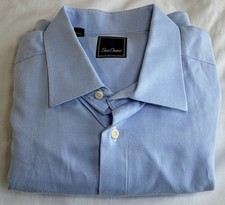 David Donahue Men s Sky Blue Dobby Weave Long Sleeve Dress Shirt Size 18.5 34/35
