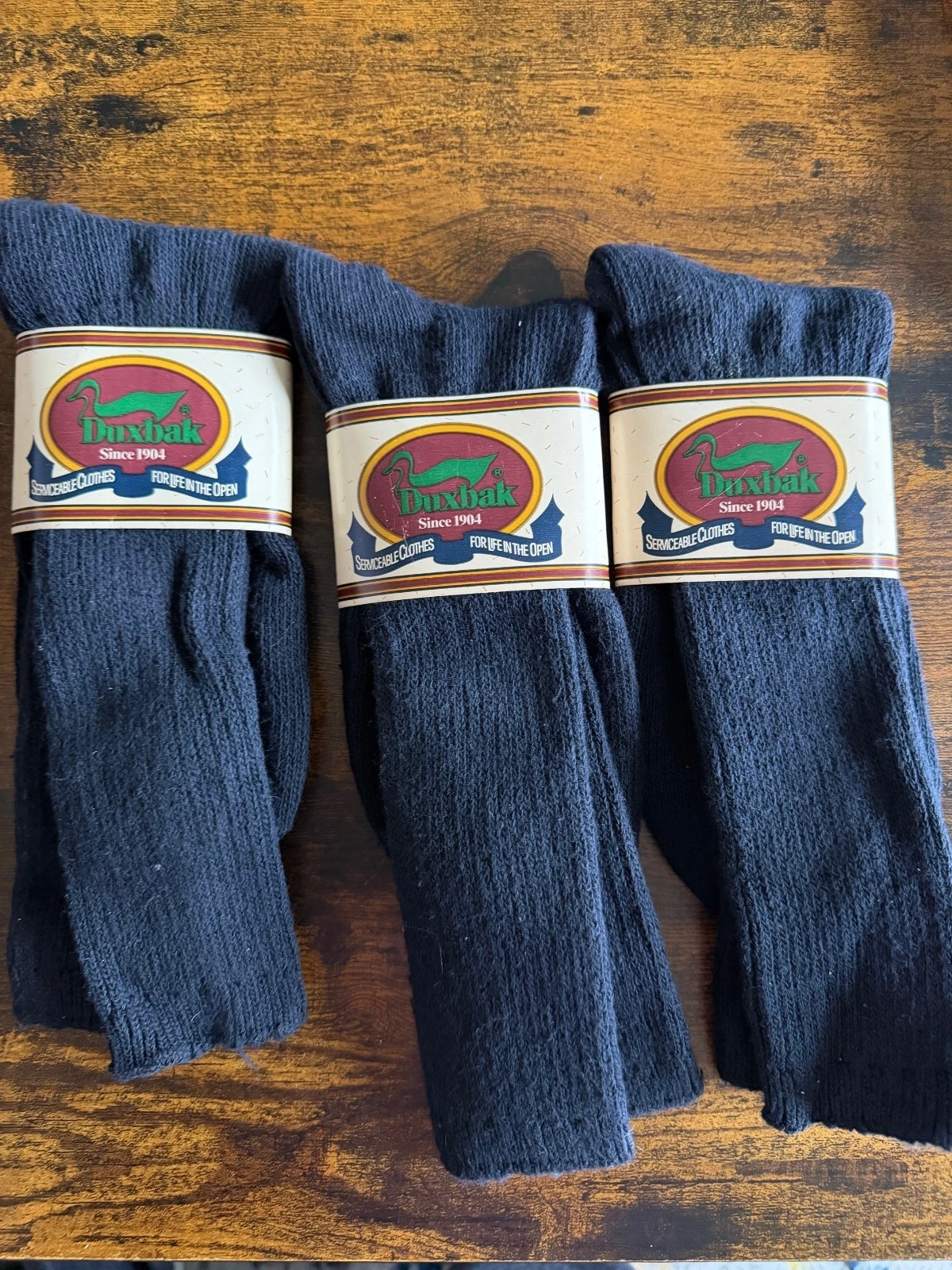 Lot of 3 pair Duxbak Socks Vtg 90’s New Men’s Size 10 - 13 Casual Crew Black