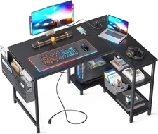 ODK 40 Inch Small L Shaped Gaming Computer Desk with Power Outlets, Reversibl...