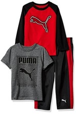 New Puma Toddler Boys 3 Piece T-Shirt and Pant Set, Fierce Red, 2T