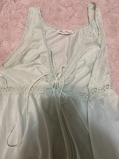 Vintage 2 Pc Miss Elaine Peignoir Nightgown Robe Set Small Aqua Blue