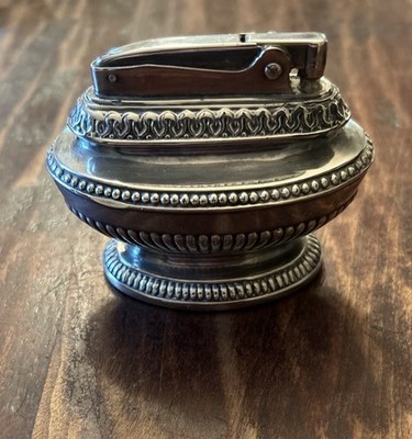Vtg Ronson Queen Anne Silver Plated Table Lighter; Untested  As Is  Still Sparks