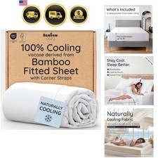 King White Fitted Sheet Only, 100 Viscose Derived from Bamboo Sheet, Cooling...