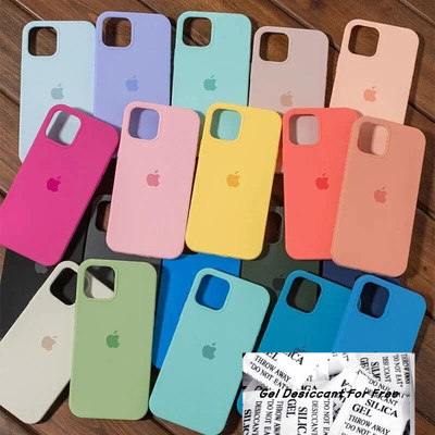Liquid Silikon Hülle For iPhone 16 15 14 13 12 Pro Max Plus Logo Case Taschen