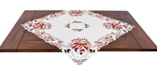 Candy Cane Holly Leaves SQ Table Topper (33" Square)