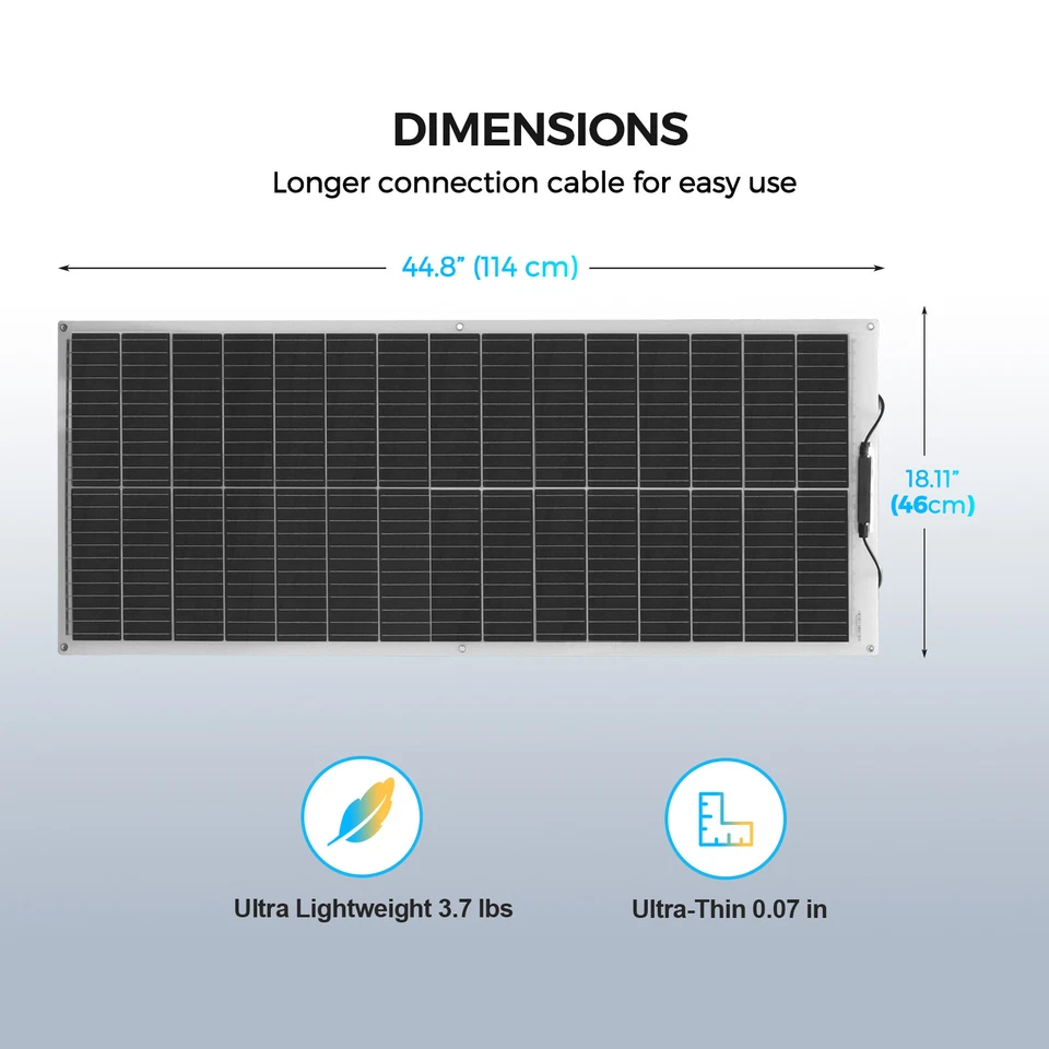 120W 12V Flexible Solar Panel Home Battery Bendable Charging for RV Boat Camp - Bild 2 von 4