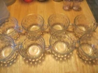 Anchor Hocking Depression Glass Sapphire Blue Bubble Teacups / Tea Cups Set of 8