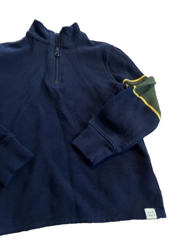 GAP Boys Sweater Navy Blue w / Stripes Sz Small 6/7 Quarter Zip - Picture 2 of 5