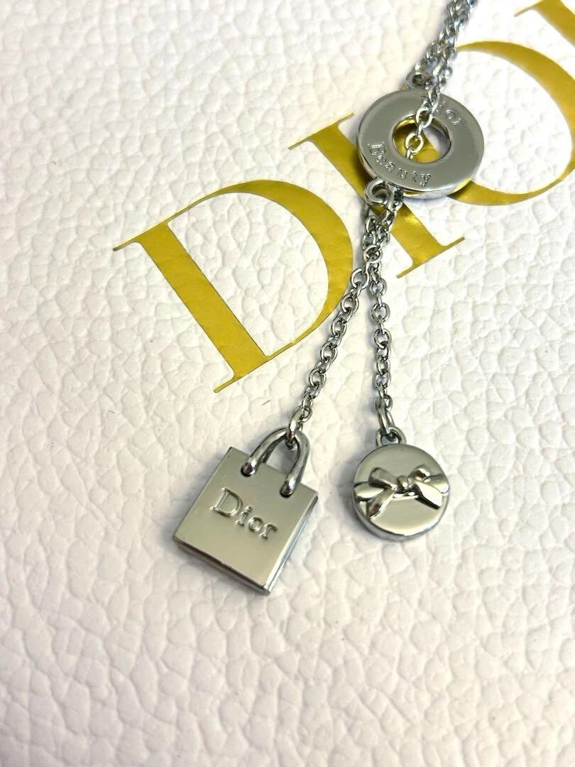 CHRISTIAN DIOR Borsa Regalo Ciondolo Collana Argento