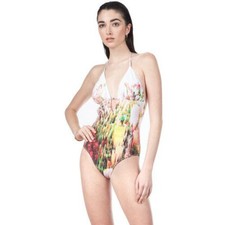 HOLLIE WATMAN Abstract print one piece Bathing suit L NWOT swimsuit Made in USA
