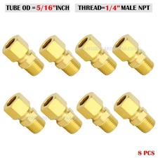 Brass Compression Tube Fitting , 5/16" OD TUBE x 1/4" NPT Male ( 8-PACK)