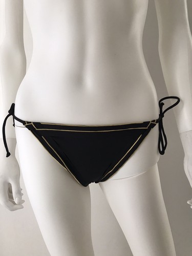 NWT La Perla Bottom Bikini Swimsuit Silver Black & Gold Tie Closure Size 10 - Picture 3 of 12