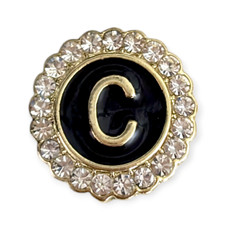 Monogram Enamel Pin: C Letter with Jewels