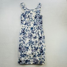 Lulus Dress Womens Small White Blue Floral Sundress Classic Preppy Casual Ladies