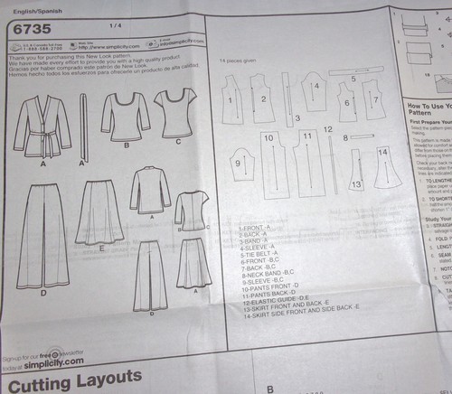 New Look Pattern 6735 Knit Separates Jacket Top Skirt Wide Leg Pants 10-22 Uncut - Picture 8 of 9