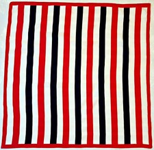SCARF VINTAGE AUTHENTIC STRIPED ART RED BLUE WHITE 30" SQUARE