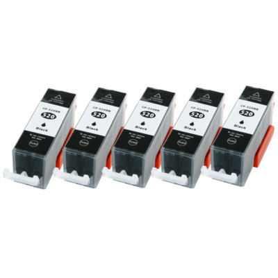 5 Druckerpatronen Black für Canon MX870 PGI-520 mit Chip und Videolink