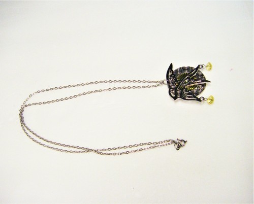 Silver Plated Tibetan Style Bird on Round Decorative Background Pendant Necklace - Picture 9 of 9