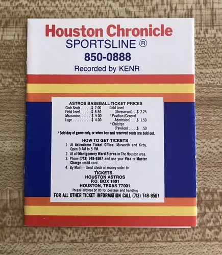 1980 Houston Astros Baseball Schedule - Picture 2 of 4