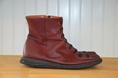 Camper Red Leather Peu Zip Ankle Boots 