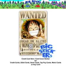 WantedLUFFY Credit/Debit Card Skin Cover SMART ATM CHIP Sticker