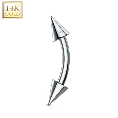 14K Solid GOLD Spike Curved Barbell Eyebrow Ring Ear Rook Snug