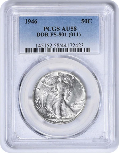 1946 Walking Liberty Half Dollar DDR FS-801 AU58 PCGS