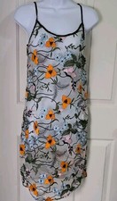 Forever 21 Midi Slip Dress Small Mesh Sheer Floral Embroidery Spaghetti Straps