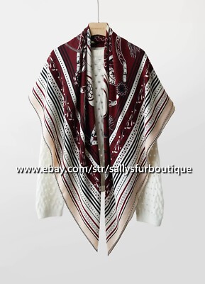 2025 Sallys 70% Cashmere 30% Silk Wrap Scarf Belt Print Double Face Shawl 53''