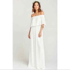 NWT SHOW ME YOUR MUMU L White Hacienda Maxi Dress Women Bridesmaid Wedding