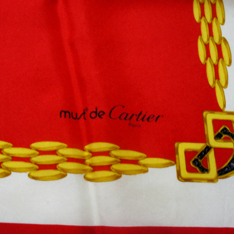 AUTHENTIC Luxury CARTIER PARIS Square SCARF Vintage 100
