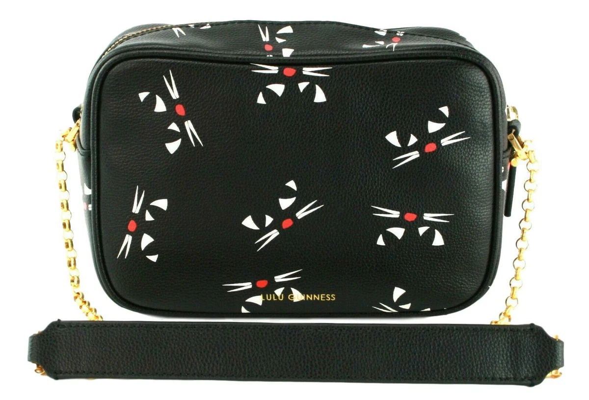 Lulu Guinness Crossbody Shoulder Bag Medium Black Chalk Amber