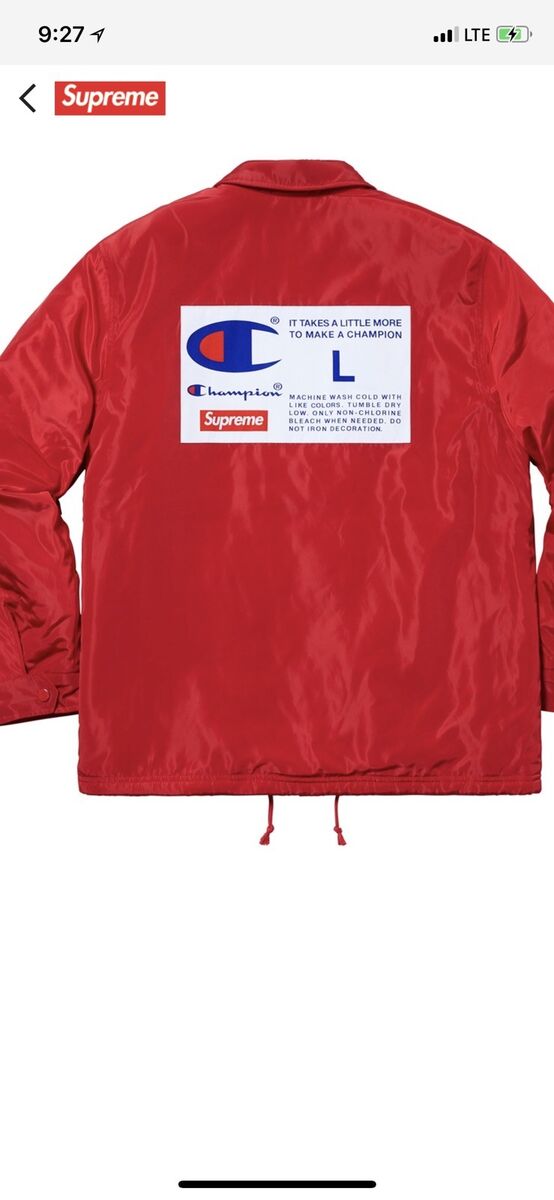 Supreme x Champion Label Coaches Jacket Red SZ XL In Hand Supreme x Champion Label Coaches Jacket Red SZ XL In Hand