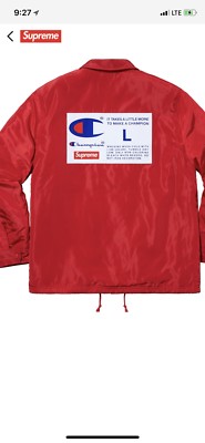 Supreme x Champion Label Coaches Jacket Red SZ XL In Hand Supreme x Champion Label Coaches Jacket Red SZ XL In Hand