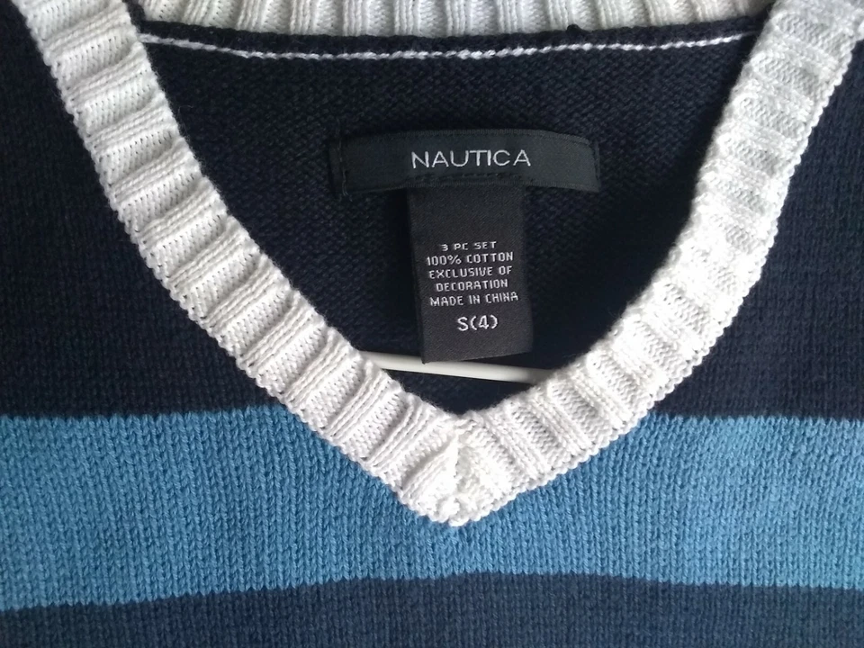 Chicos Nautica Pascua/Primavera Suéter Chaleco Talla 4 Azul Y Blanco. Excelente  Foto 2 de 3