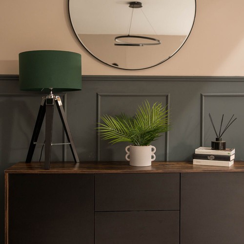 Black Wood Tripod Table Lamp Base Fabric Lampshade Living Room Bedside Lighting - Picture 29 of 33