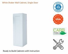 White Shaker Wall Cabinet, Single Door 12" Deep