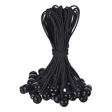 50Pcs Ball Bungee Cord 12" Canopy Tarp Tie Downs Cords for Camping Black
