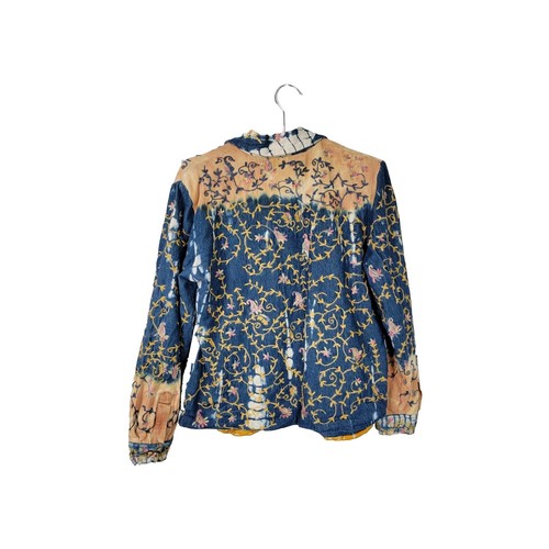 Lexi India Giacca Denim Vintage Ricamata Impreziosita Bottoni Spalline Lg - Foto 2 di 9
