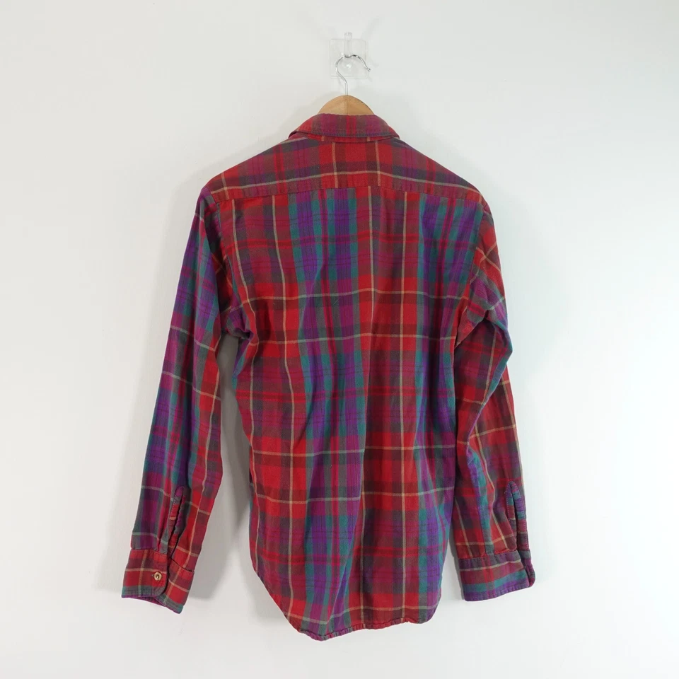 Camisa Roja Tartán Hombres M Franela Cuadros A Cuadros Audaz Vestido Madrás Con Botones BERKLEY Foto 2 de 4