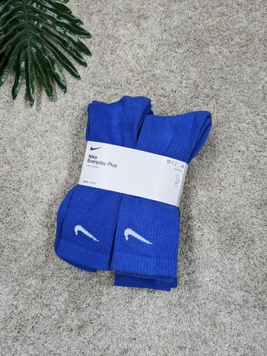 Nike Dri-FIT Everyday Plus Cushioned Crew Socks 6 Pair Mens 8-12 Large Blue NWT