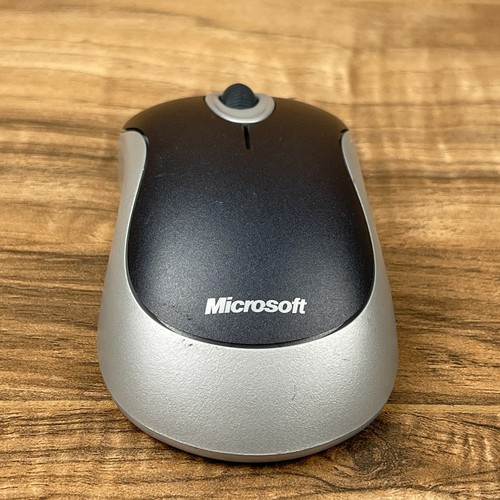 Microsoft 1057 Black/Silver 3-Button Wireless USB Receiver Optical Mouse 2000 - Picture 2 of 5