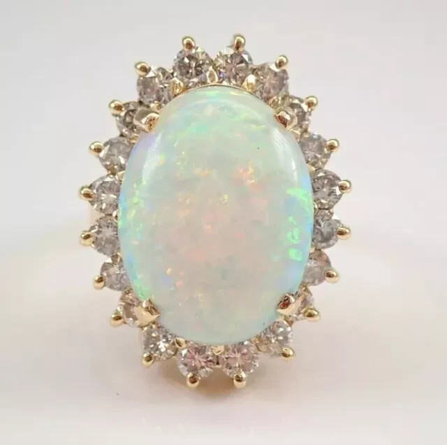 Women Engagement Ring 3 Ct Oval Cut Simulated Fire Opal 14K Yellow Gold Finish-image