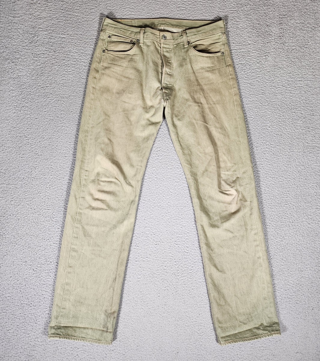 Levis 501xx Jeans 36x36 (36x33) Mens Button Fly Olive Green