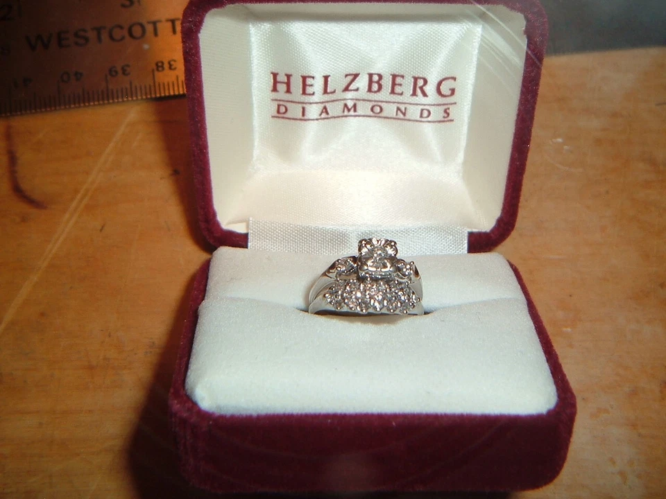 Conjunto de boda de oro blanco de 14K NATURE LOCK ANILLO BANDA DIAMANTES 3/4 quilates talla 7,25 Foto 3 de 4