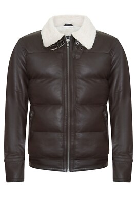 Herren Flieger Lederjacke Stepp Bomber Warm Biker Puffer Jacket