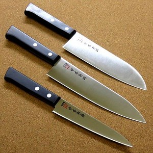 Japonais 3 set Couteaux de cuisine Cuisinière Santoku Utilitaire Lame déraillée SEKI JAPAN