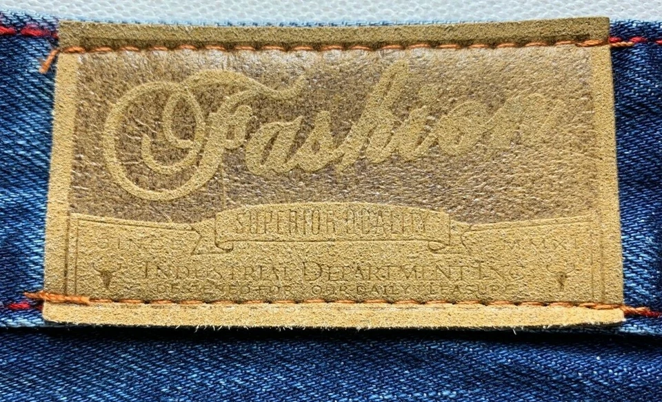 Pantalones de mezclilla para mujer desgastados 36 pulgadas cintura 29 pulgadas entrepierna marca de moda costuras rojas Foto 3 de 4