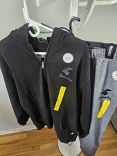 Men's Tracksuit Set Size L – New with Tags, Black & Gray, Hoodie + Pants 