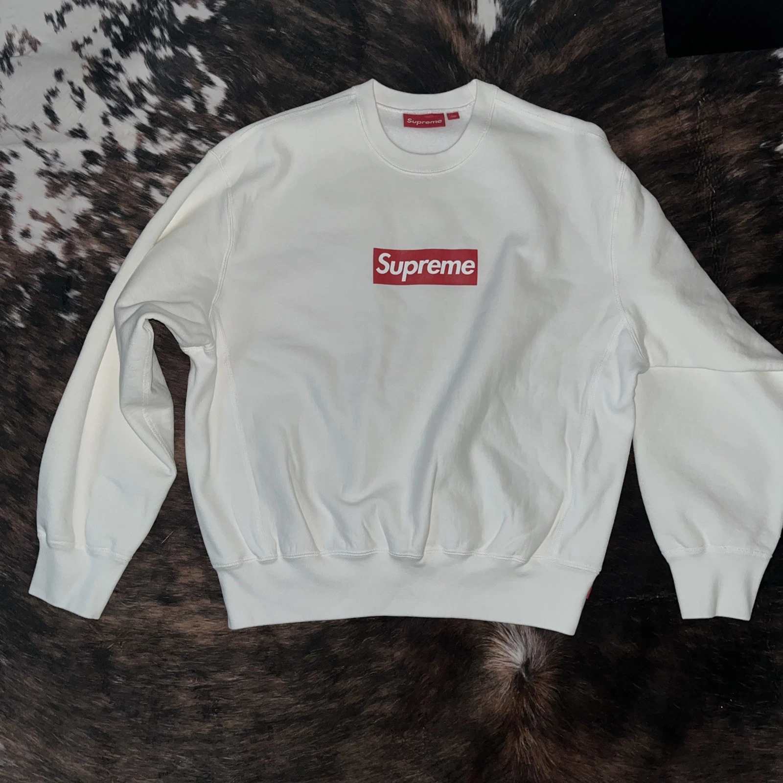 Sweat BOGO col rond lavé logo Supreme Box blanc homme taille S rare vintage